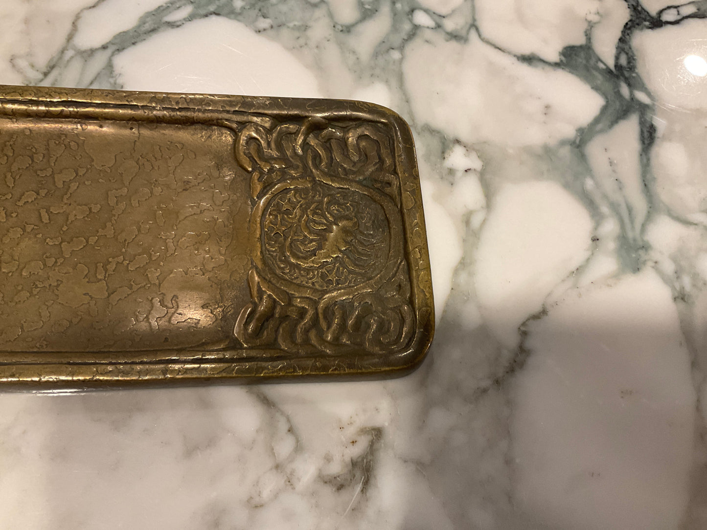 Brass pin tray with detailing