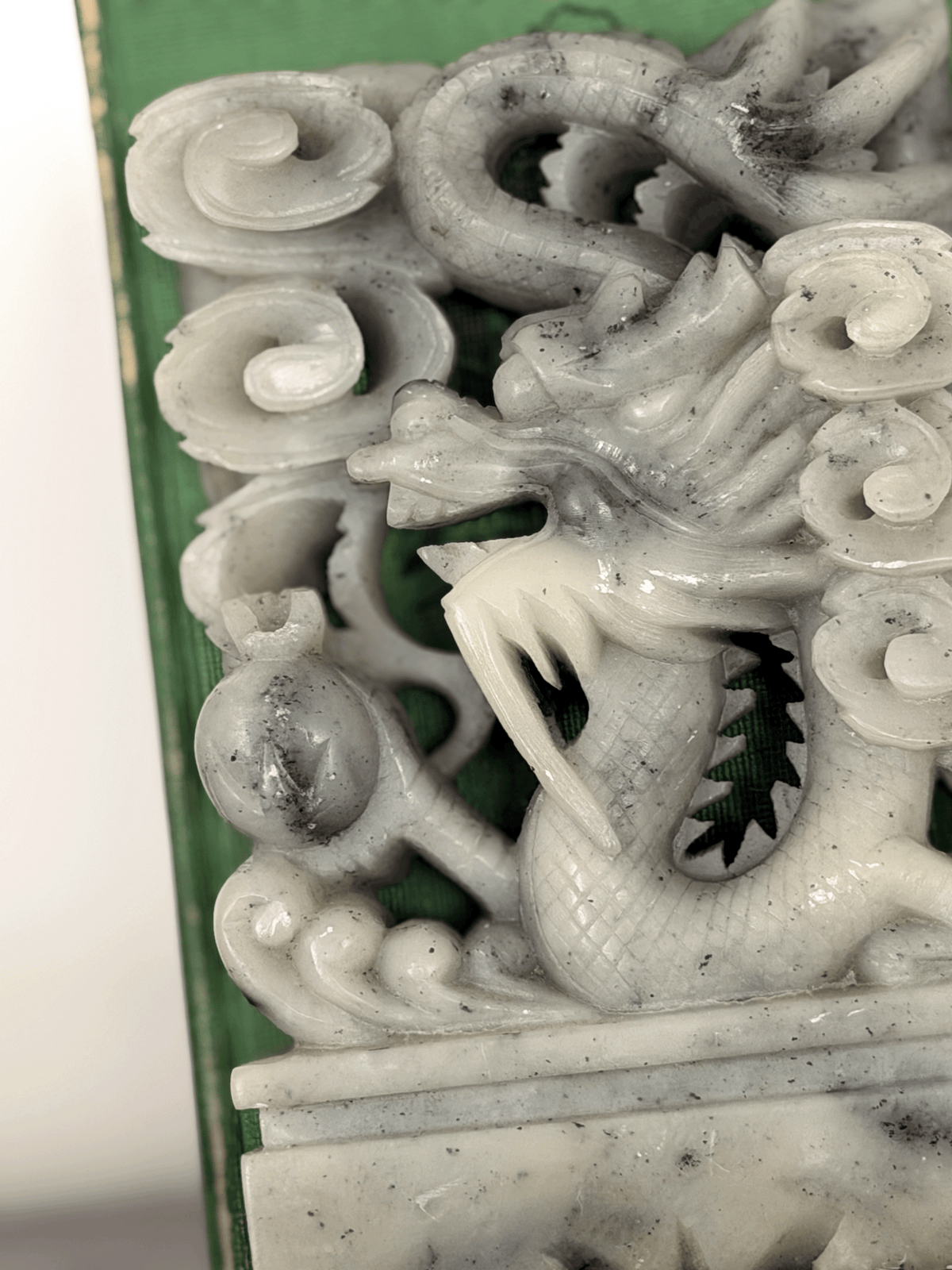Hand-Carved Soapstone Dragon Bookends (Pair)