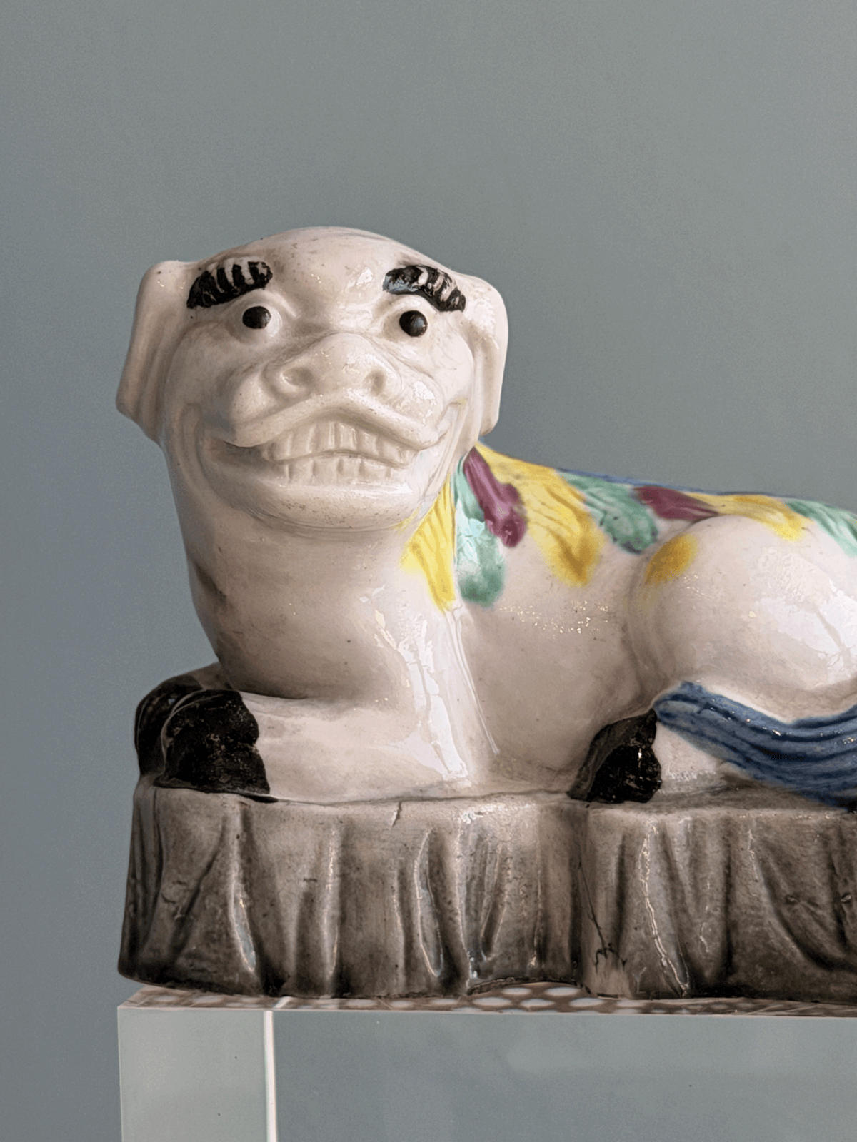 Antique 19th C Chinese Shiwan Sancai Pottery Foo Dogs | Set of 4