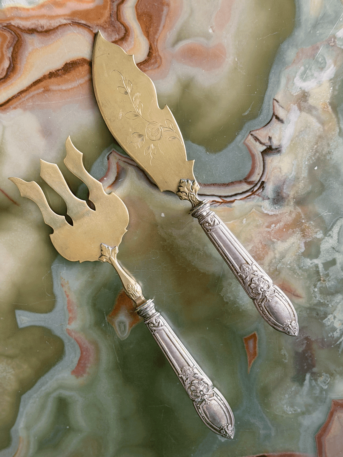 Brass Serving Fork & Knife