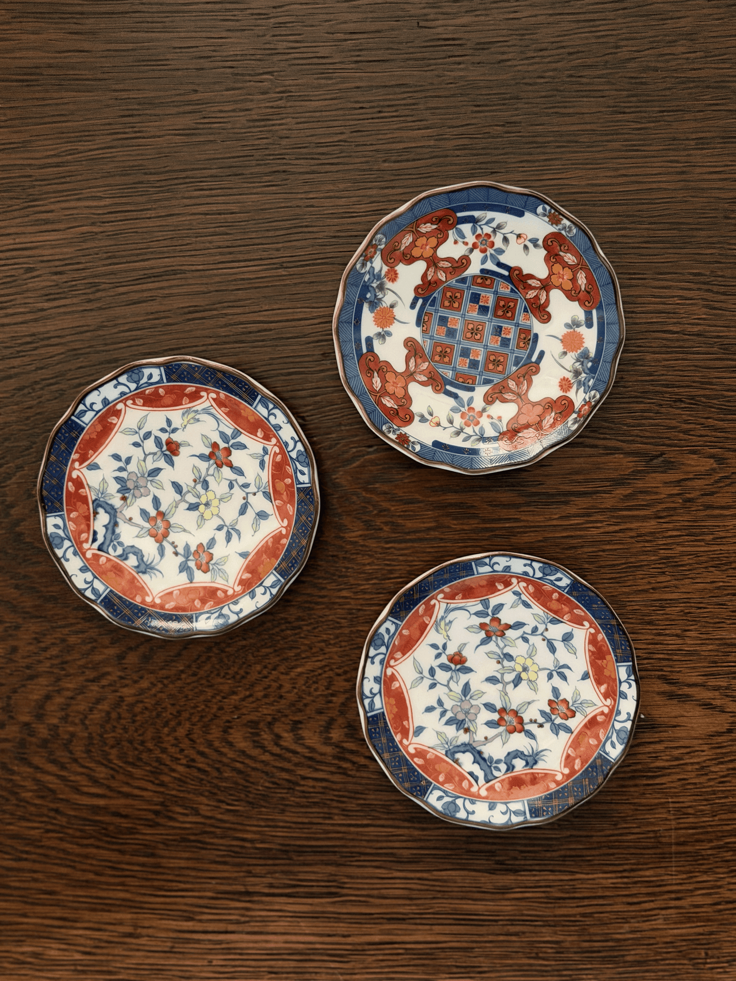 Antique Japanese Imari Plates — Set of 3