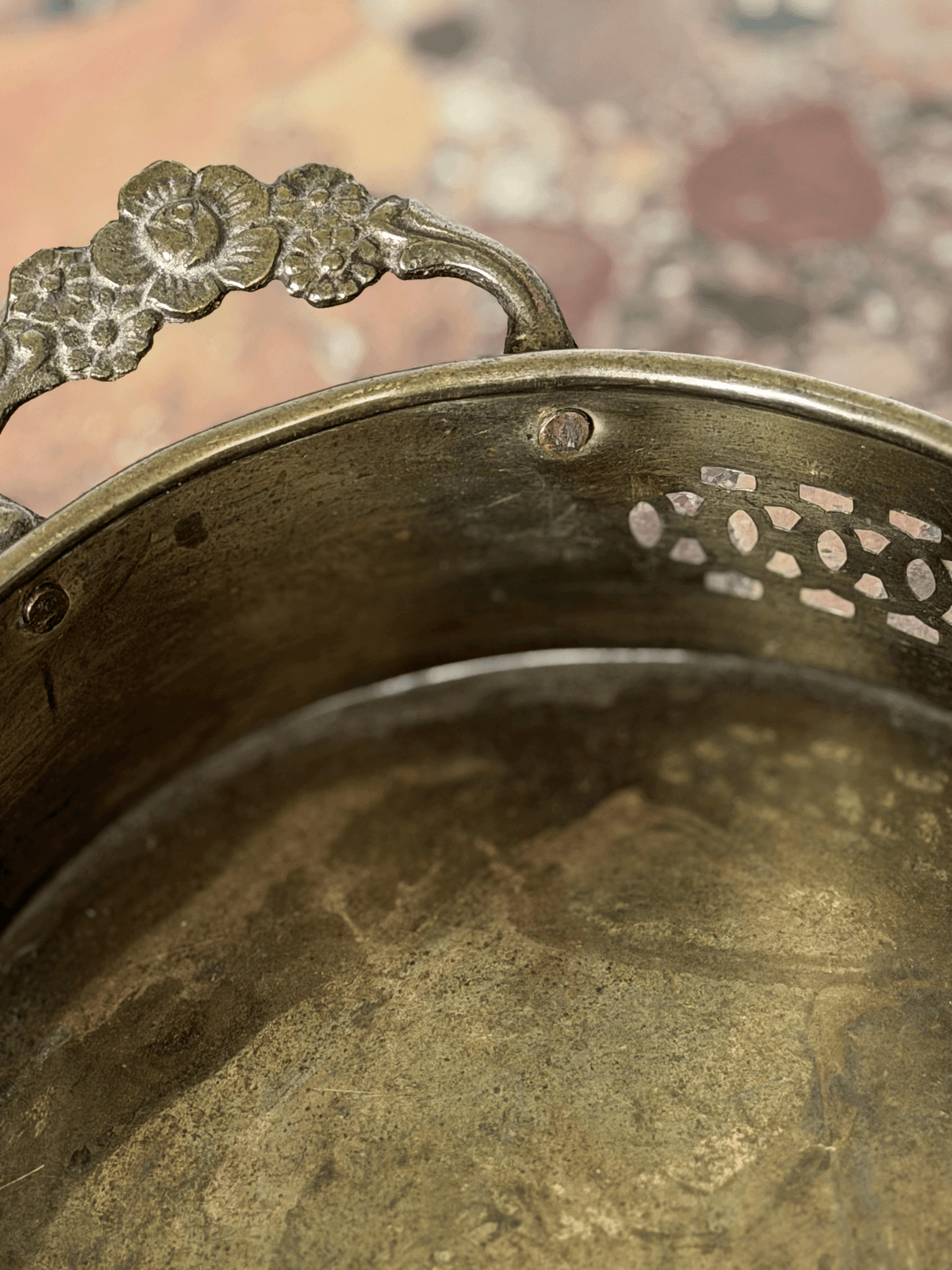Vintage Mid-Century Hollywood Regency Handled Brass Gallery Tray
