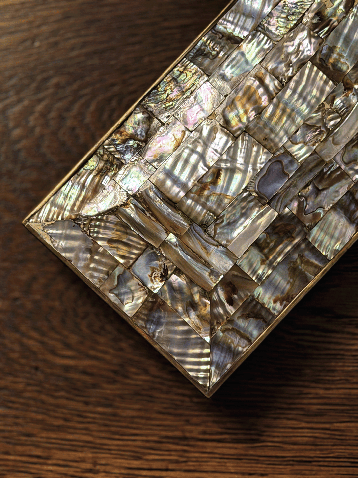Abalone Shell & Brass Trinket Box