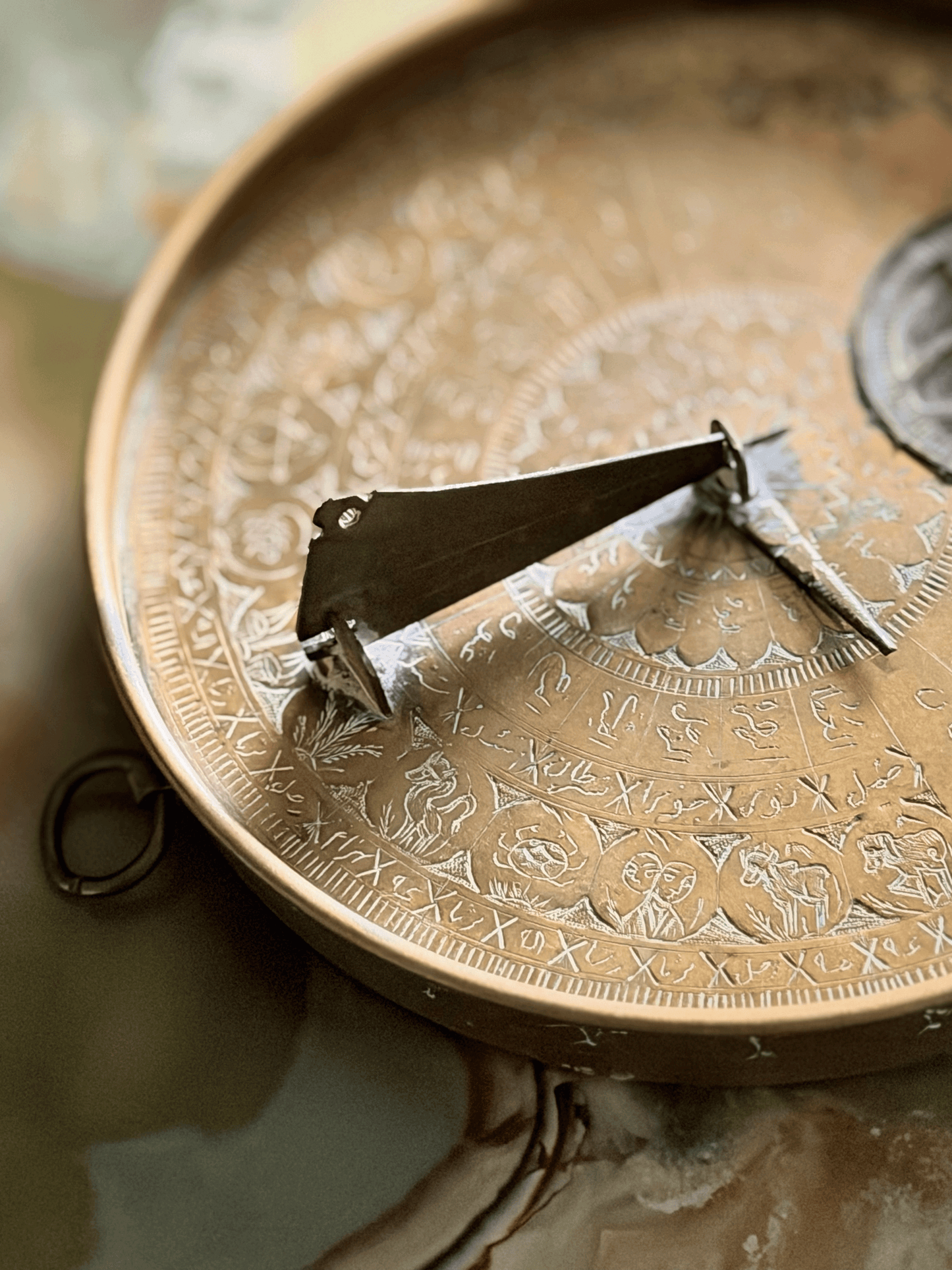 Antique Brass Sundial and Compass