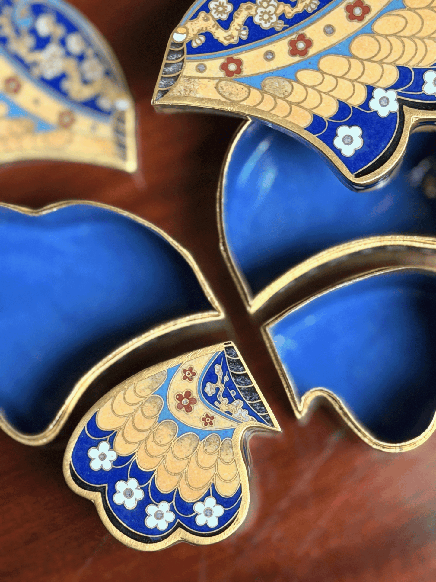 Vintage Blue & Gold Cloisonne Butterfly Box