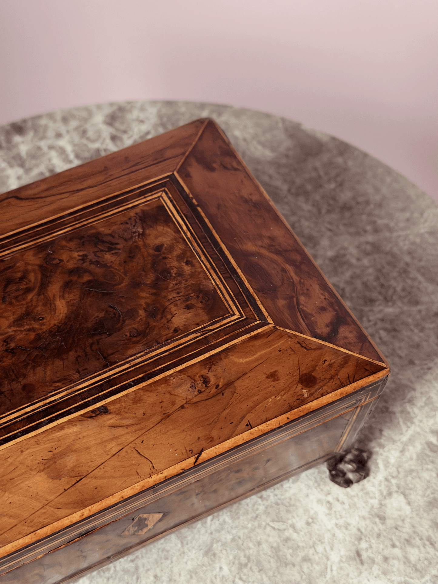 Antique English Regency Hinged Box with Paw Feet
