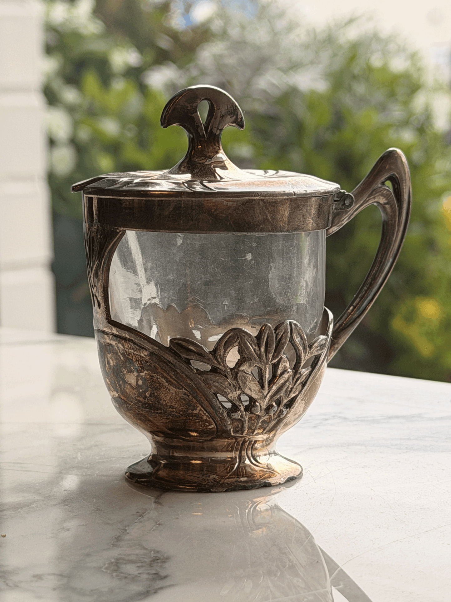 Art Nouveau Chromed Mustard Pot