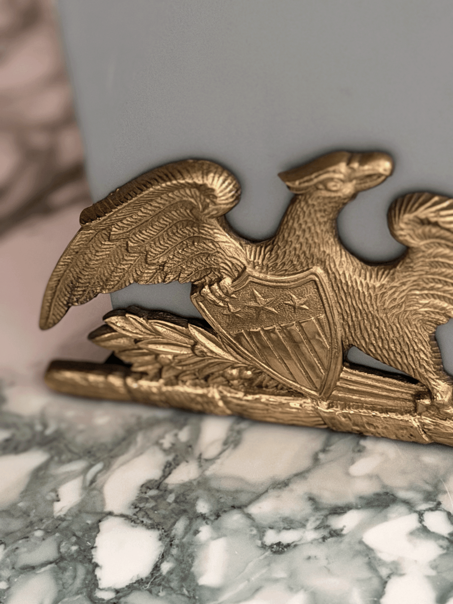 Brass Cast Eagle with Shield Bookends, Set
