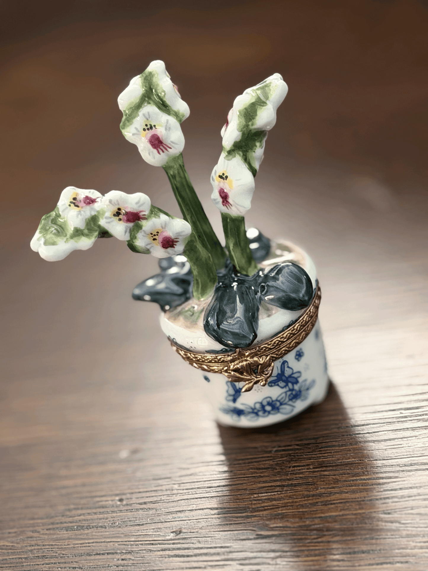 Orchid in a Pot, Limoges Trinket Box