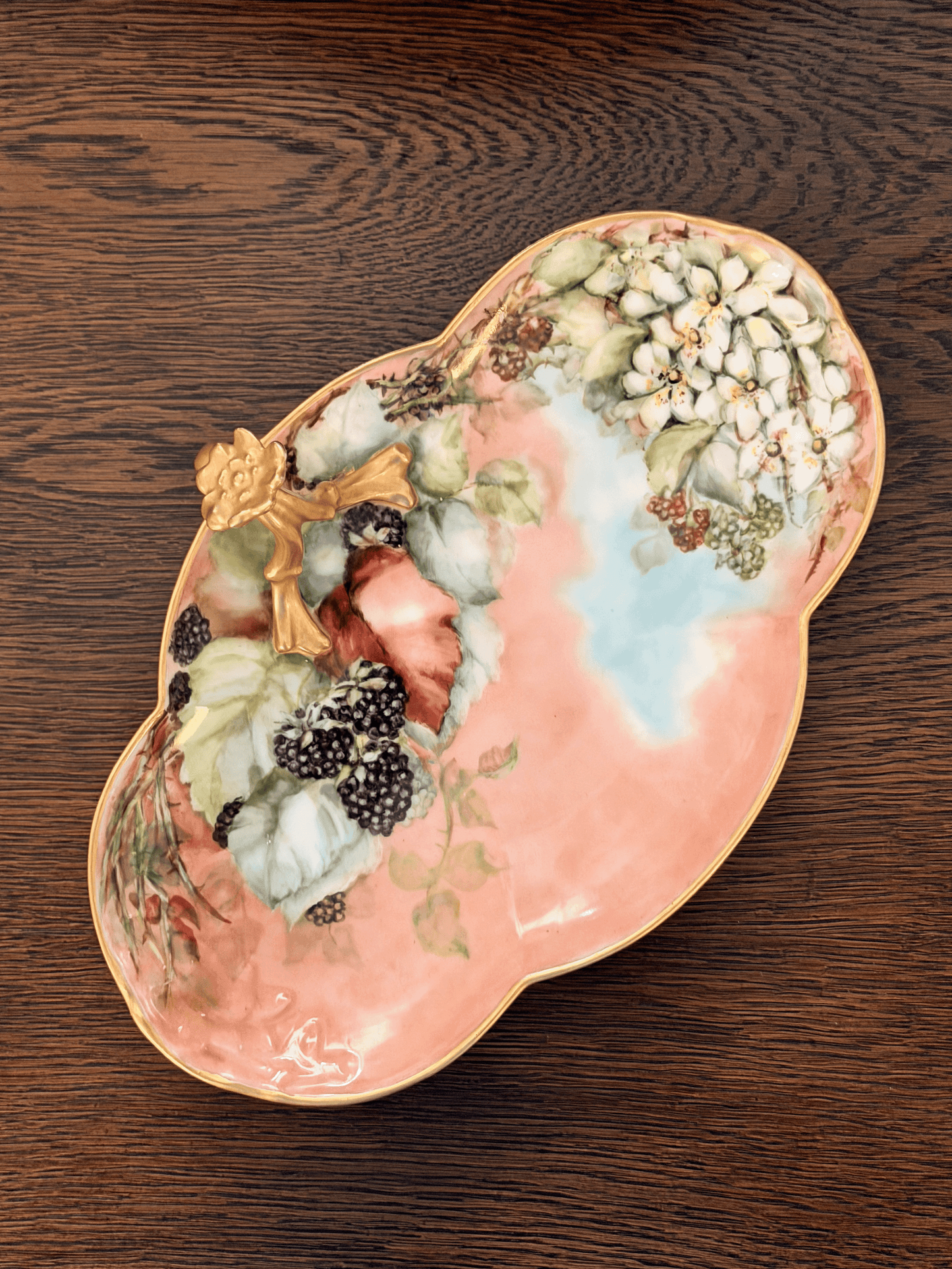 Limoges Candy Dish with Berries and Flowers