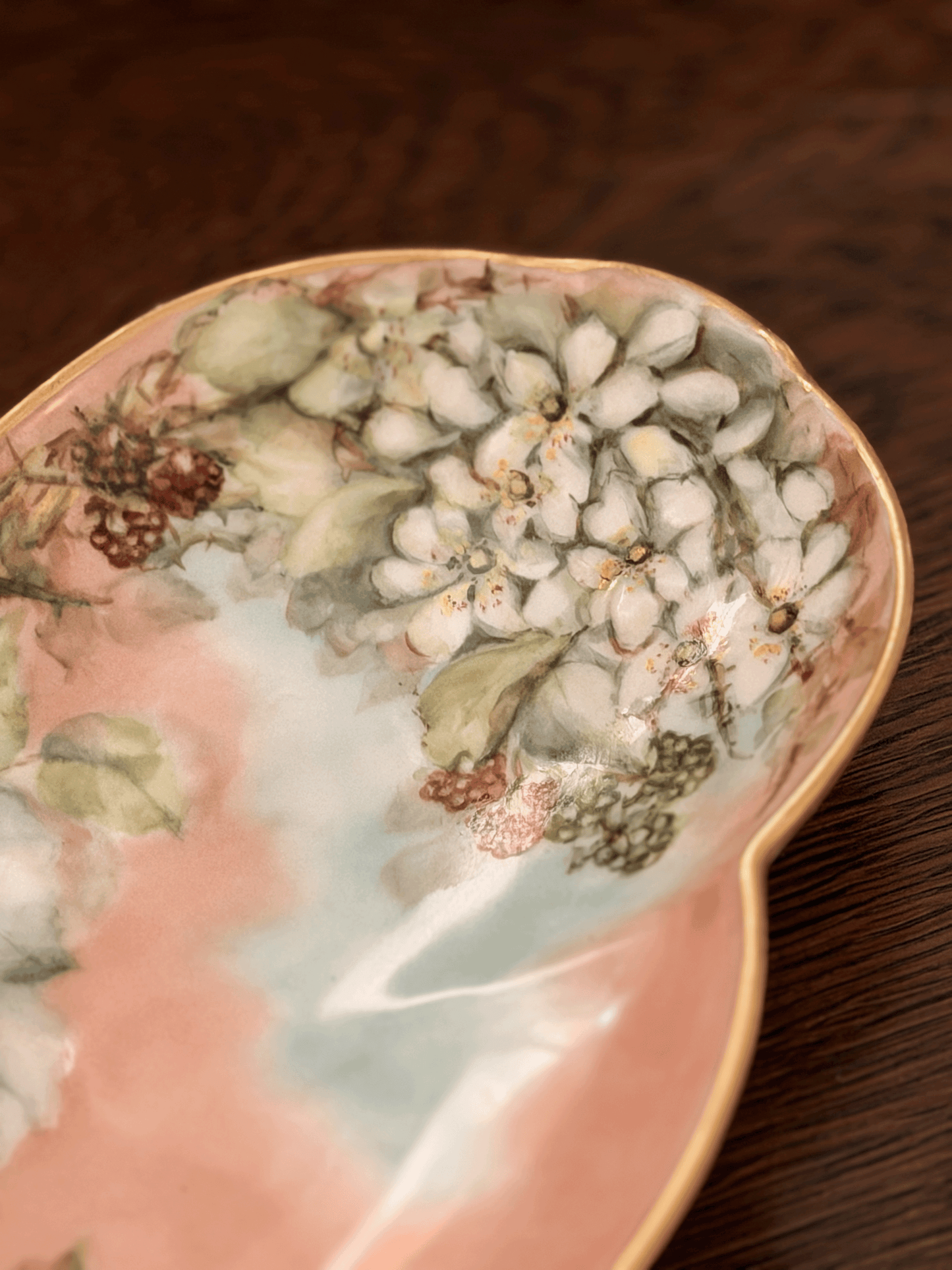 Limoges Candy Dish with Berries and Flowers