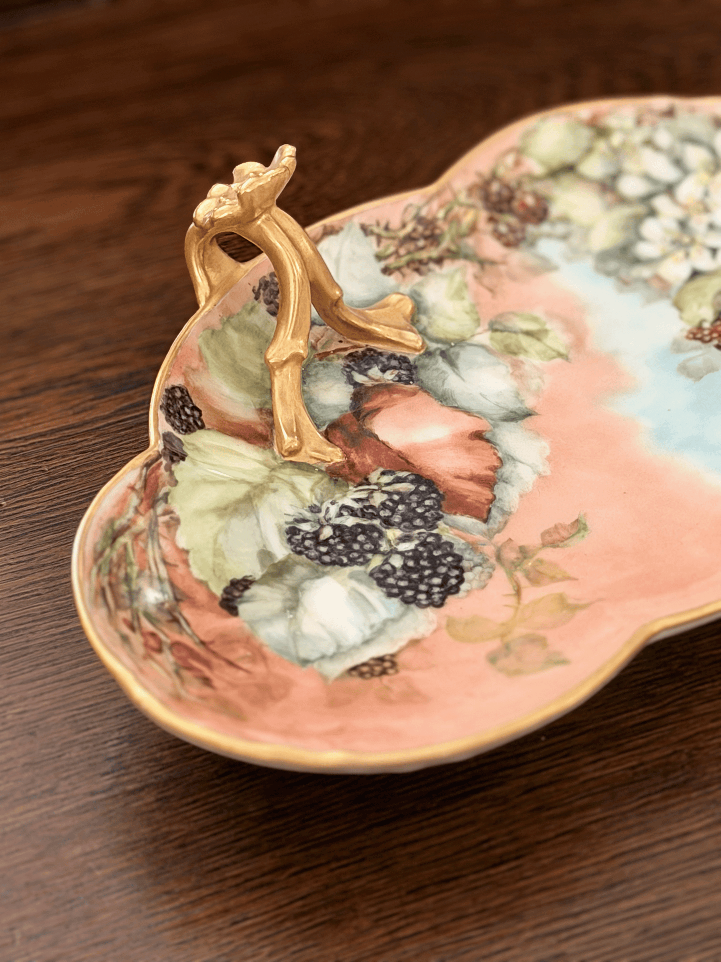 Limoges Candy Dish with Berries and Flowers