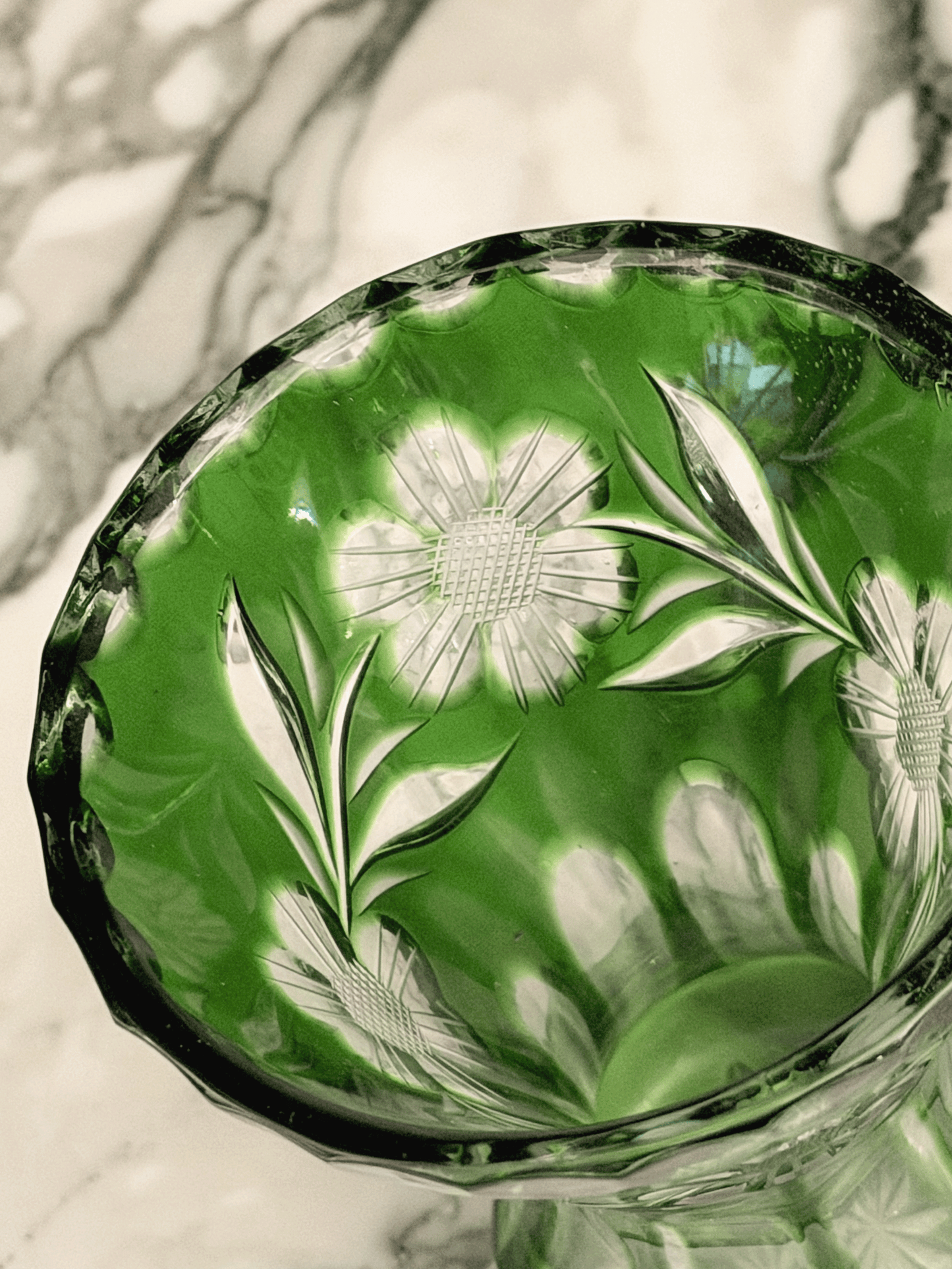 Cut to Clear Green Vase