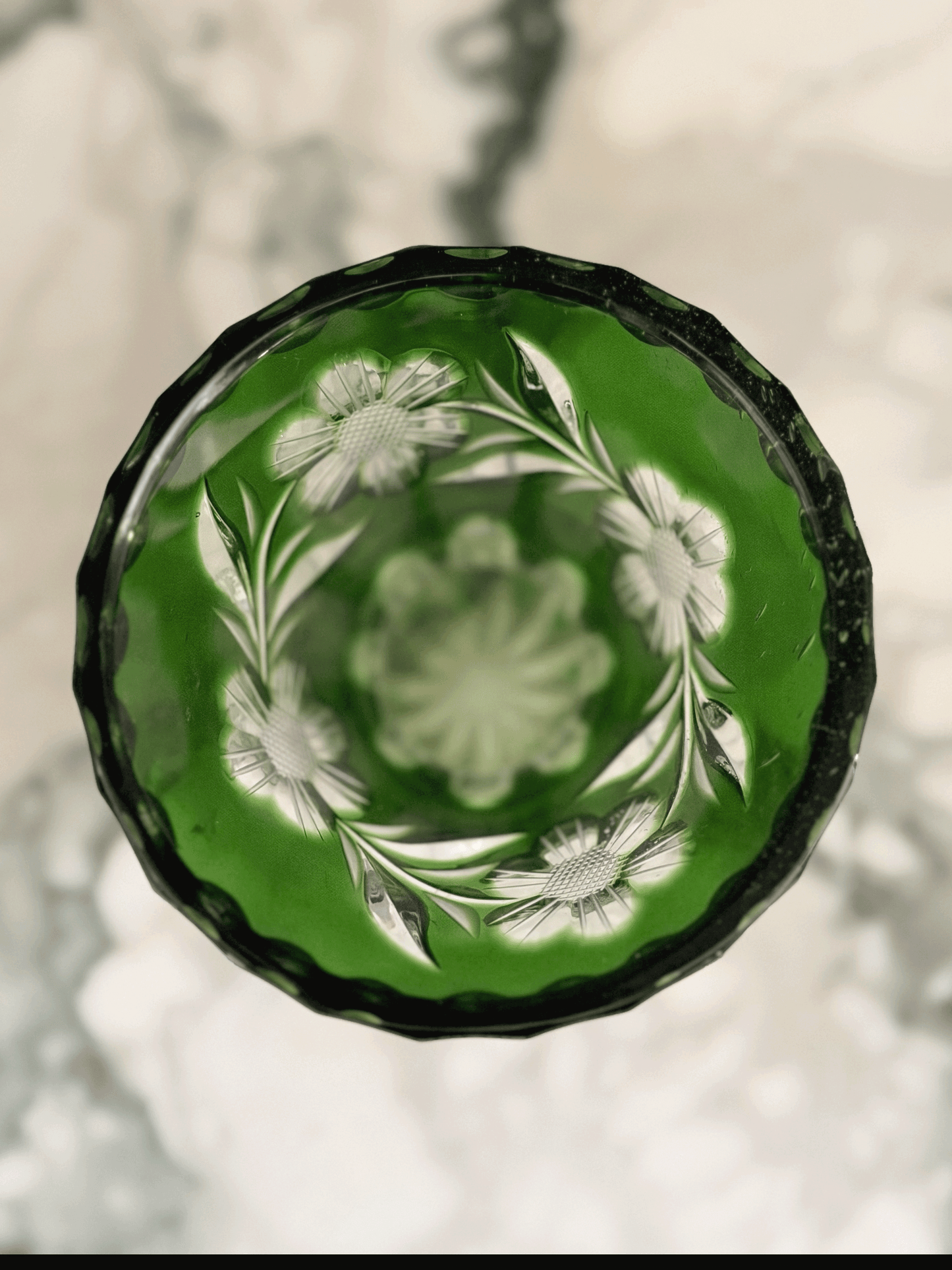 Cut to Clear Green Vase