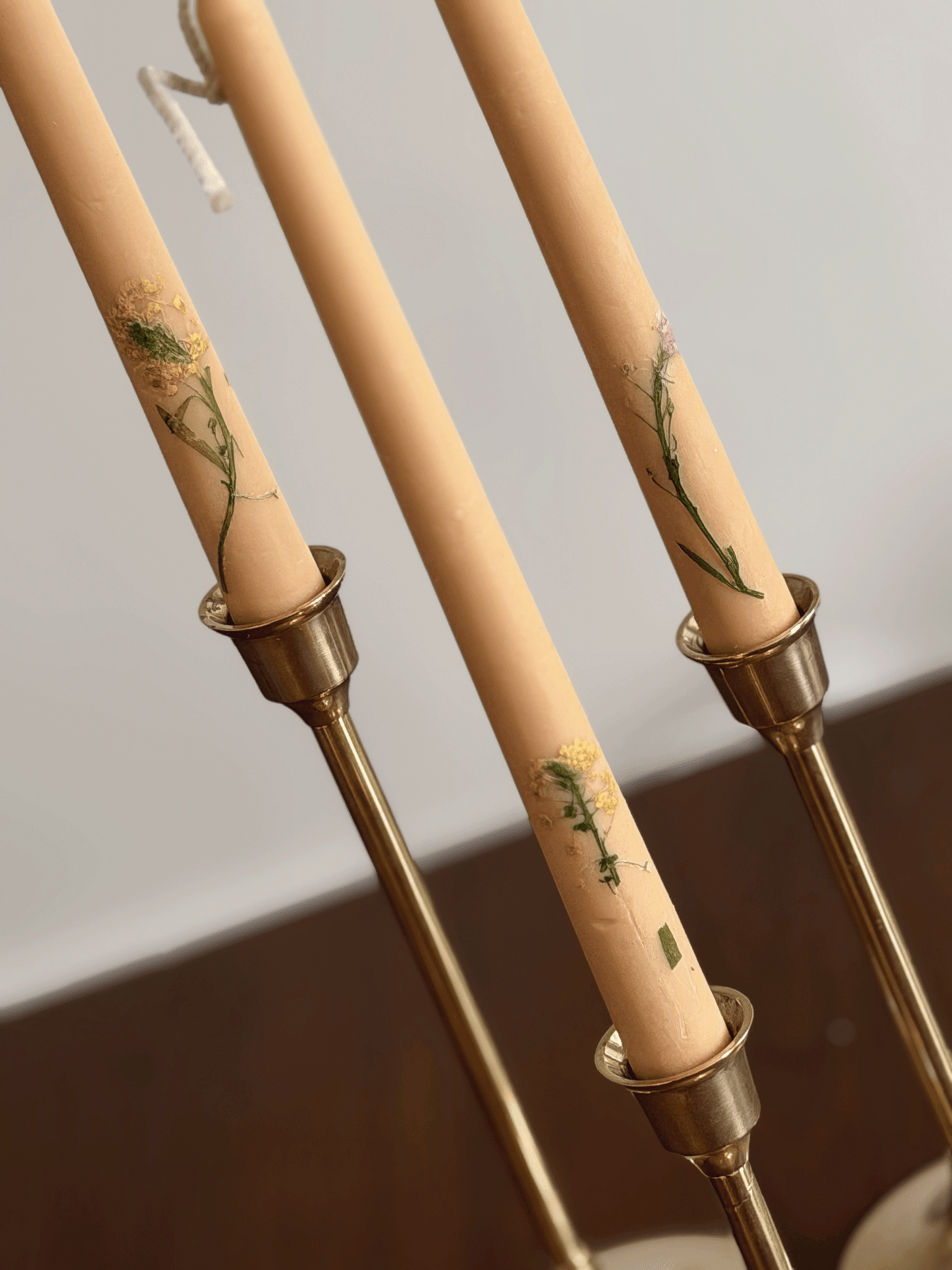 Floral Inlaid Tapered Candles, Set