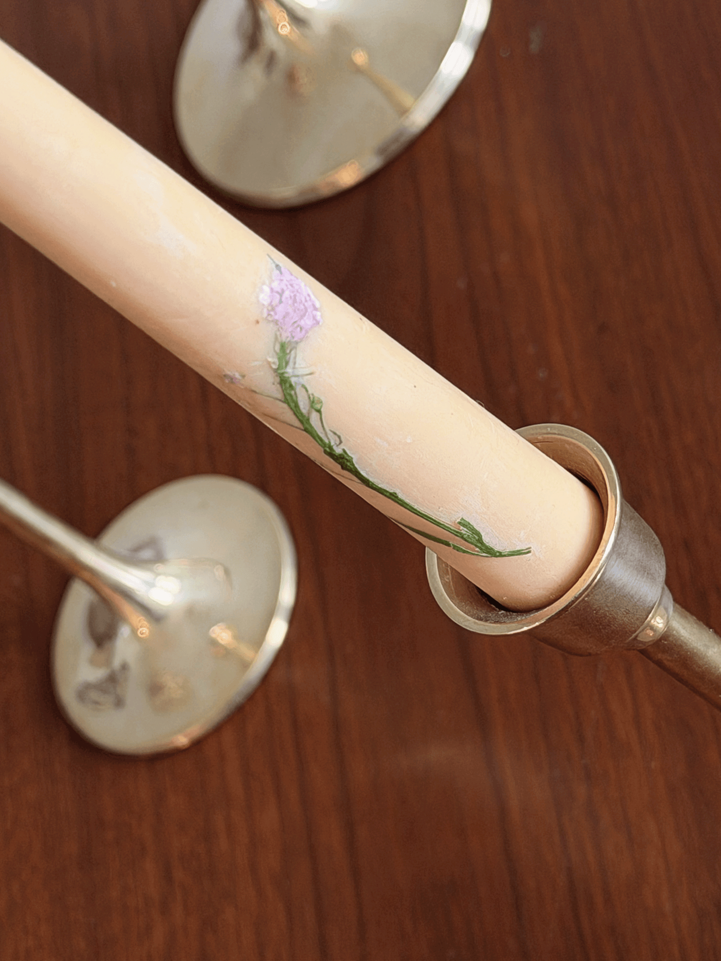 Floral Inlaid Tapered Candles, Set