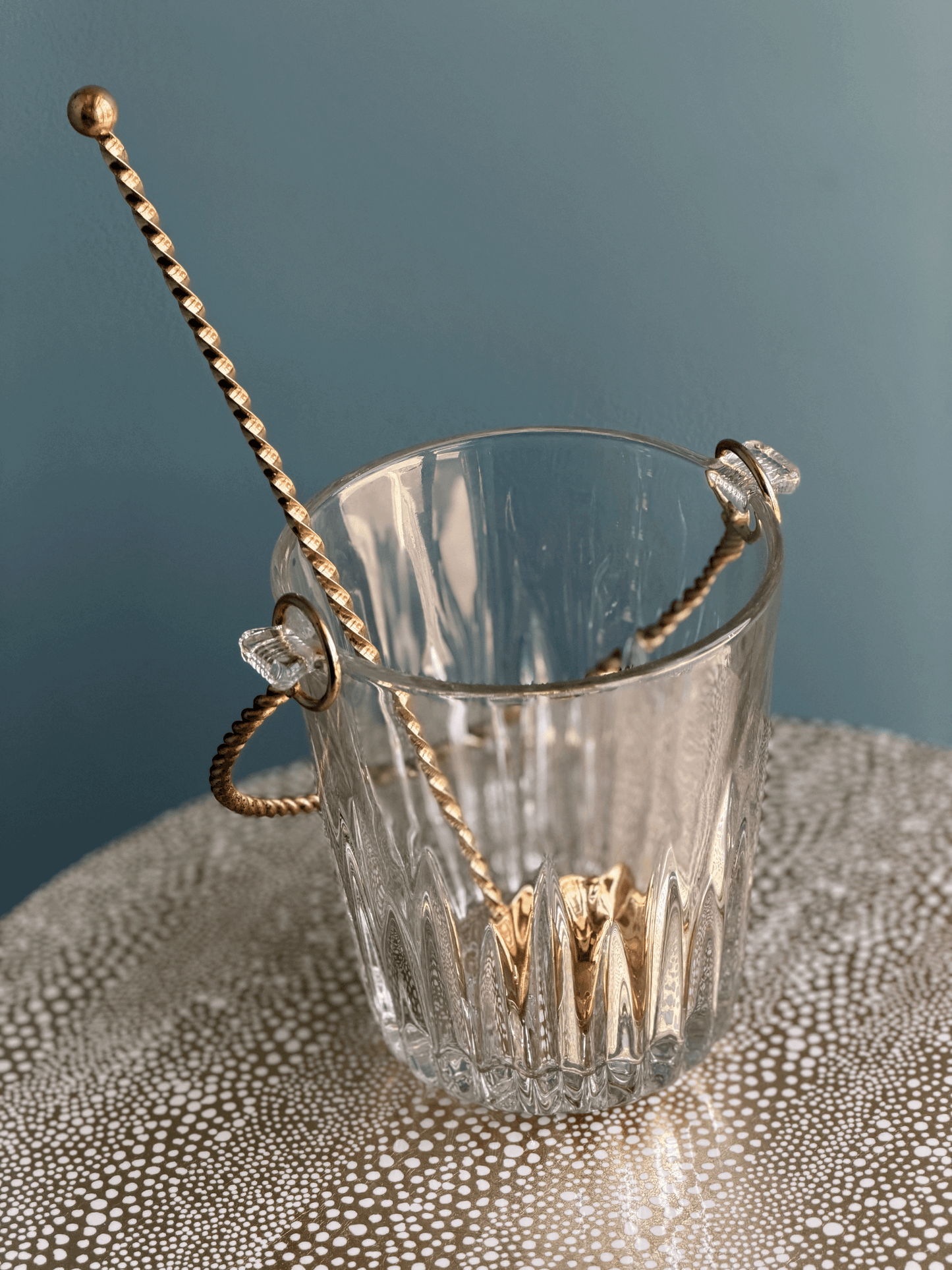 Vintage French Ice Bucket with Serving Spoon
