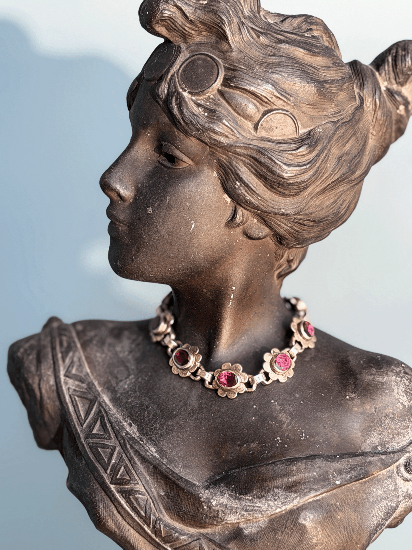 Antique Bohemian Garnet Link Bracelet