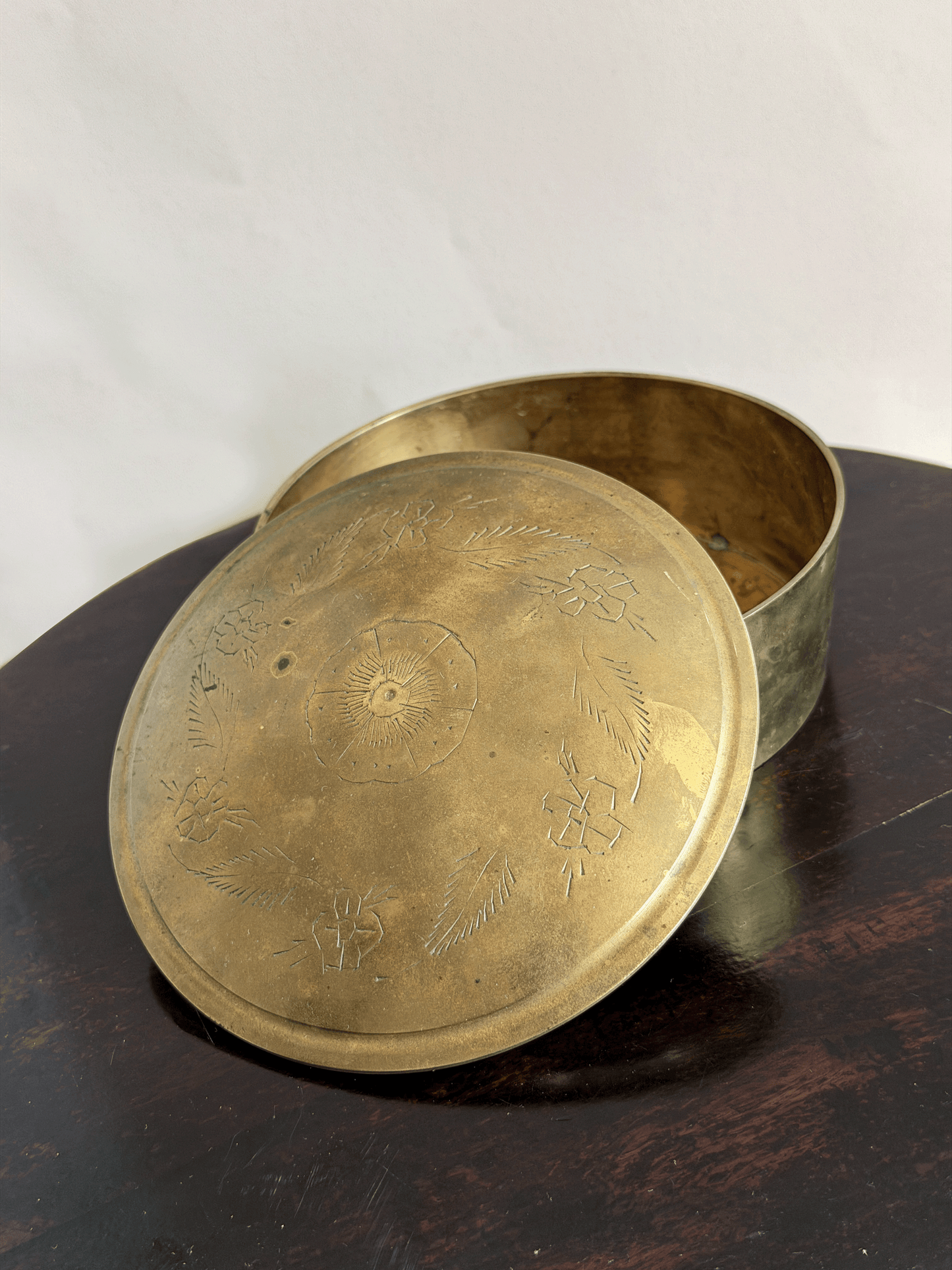 Vintage Hollywood Regency Etched Brass Catchall Box