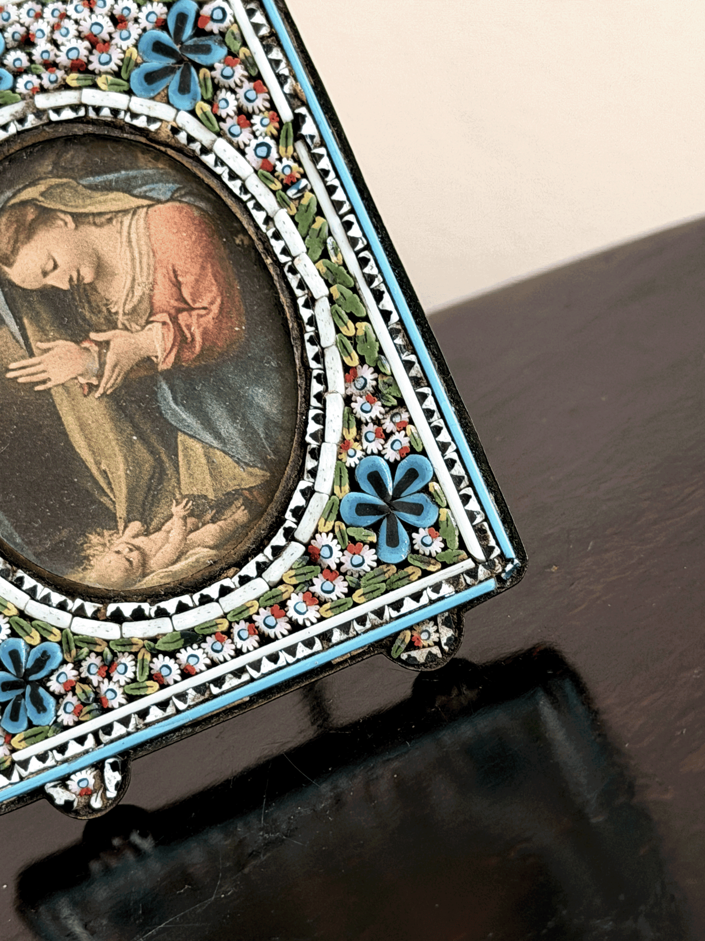 Micro Mosaic Antique Brass Picture Frame