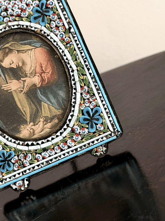 Micro Mosaic Antique Brass Picture Frame