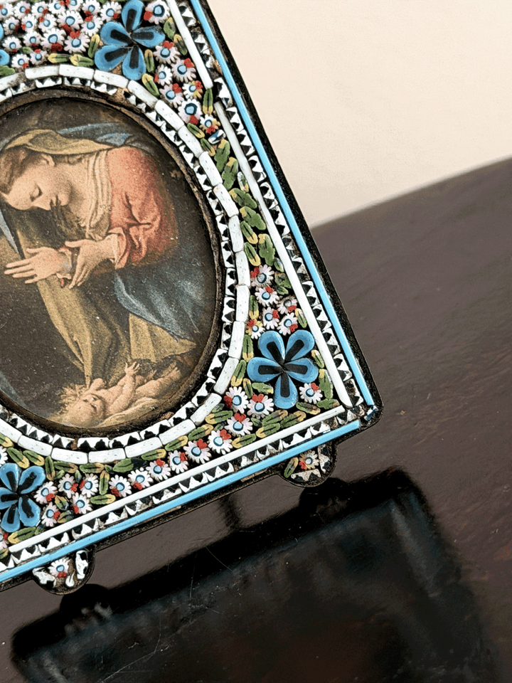 Micro Mosaic Antique Brass Picture Frame