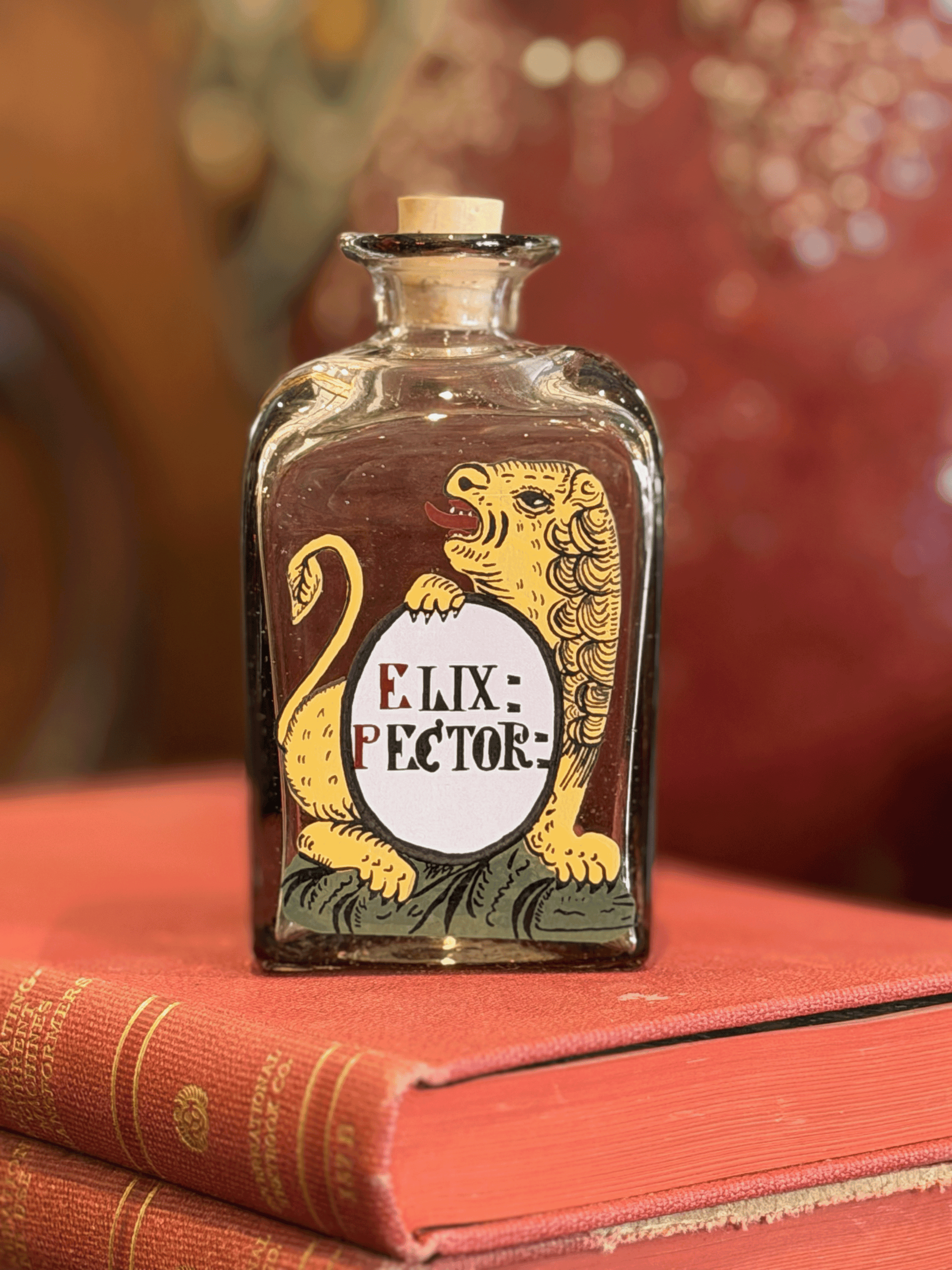 19th Century Hand Painted Apothecary Jar with Lion