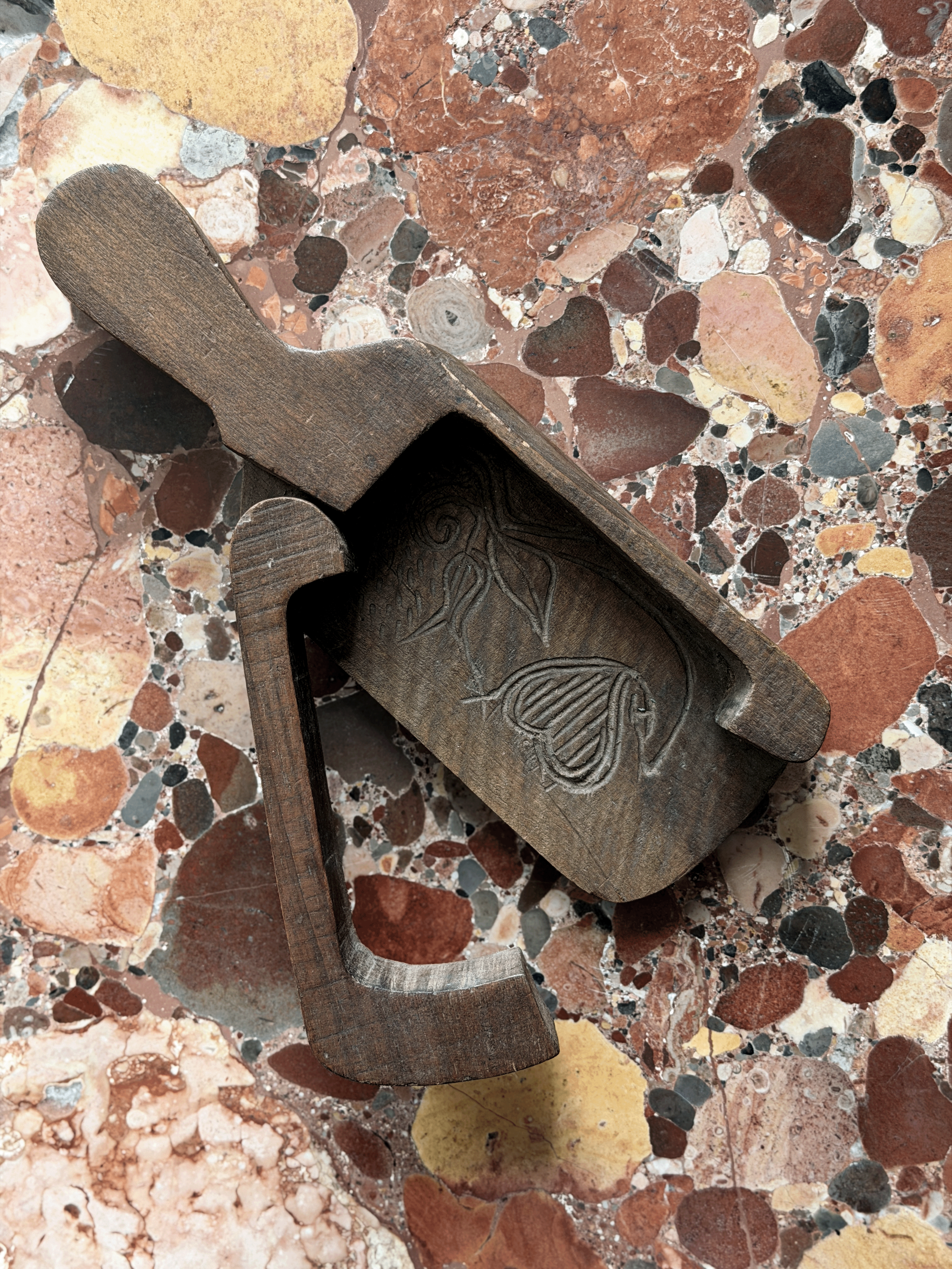 19th-century French Hand-Carved Wooden Butter Mold