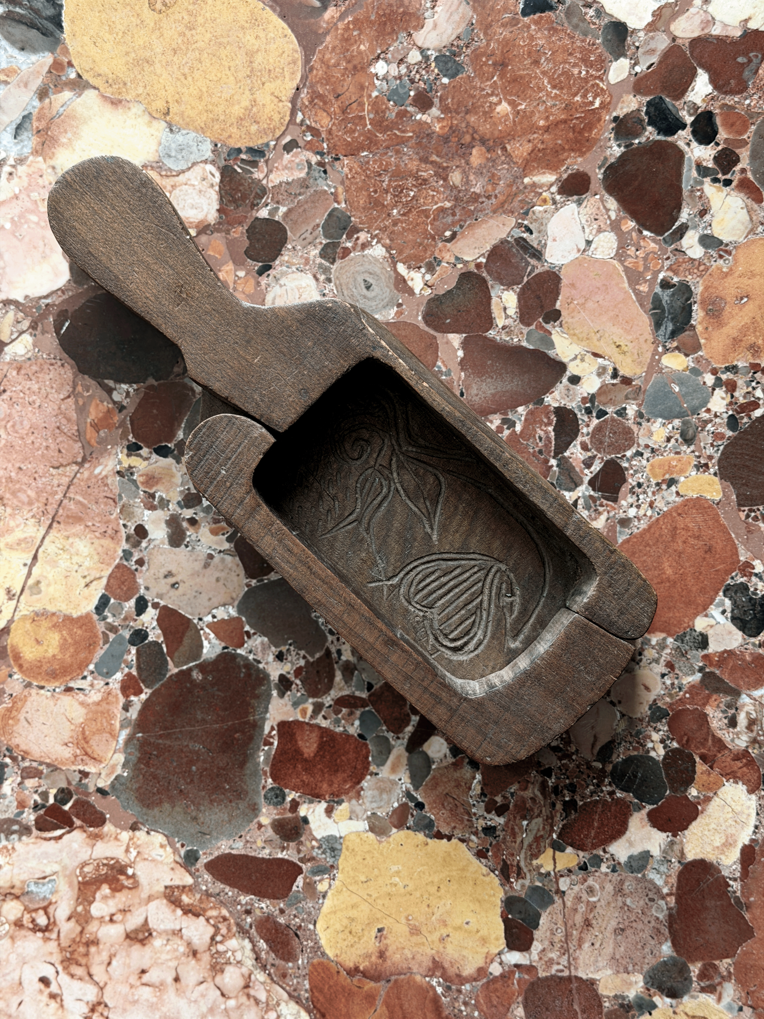 19th-century French Hand-Carved Wooden Butter Mold