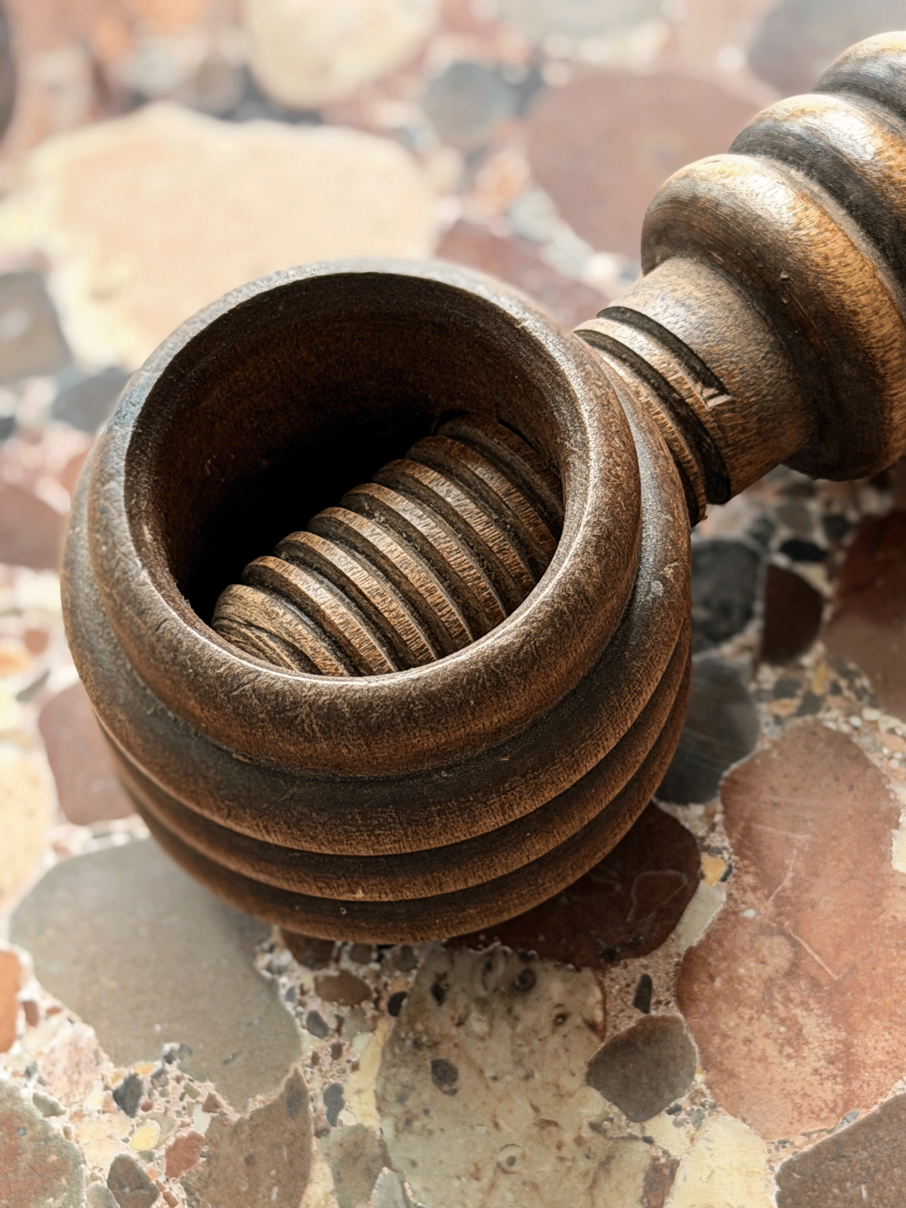 Antique Turned-Fruitwood Screw Nutcracker