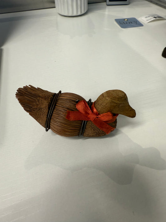 Broom Duck with Orange Bow