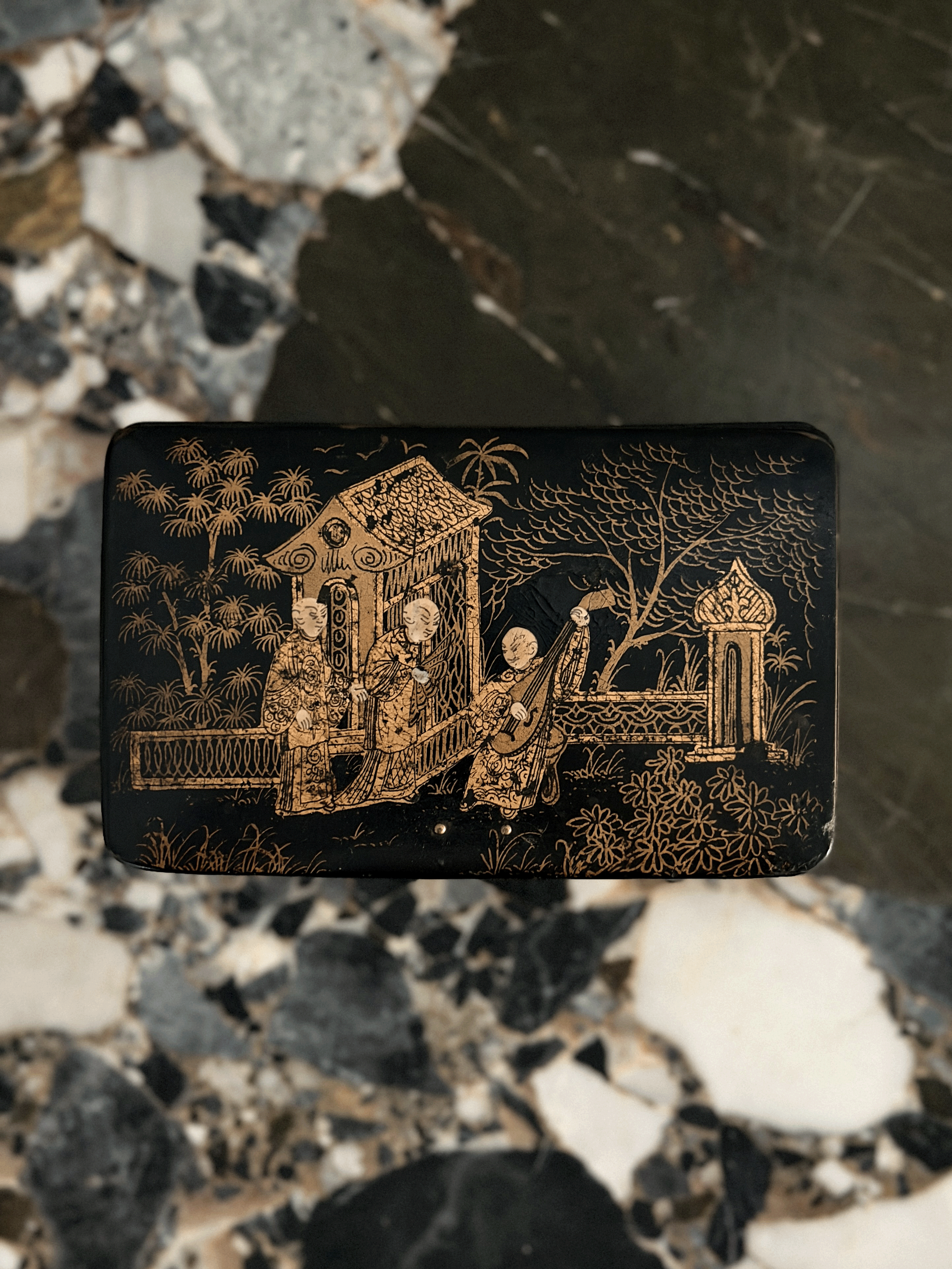 Japanese Black Lacquer Casket Box