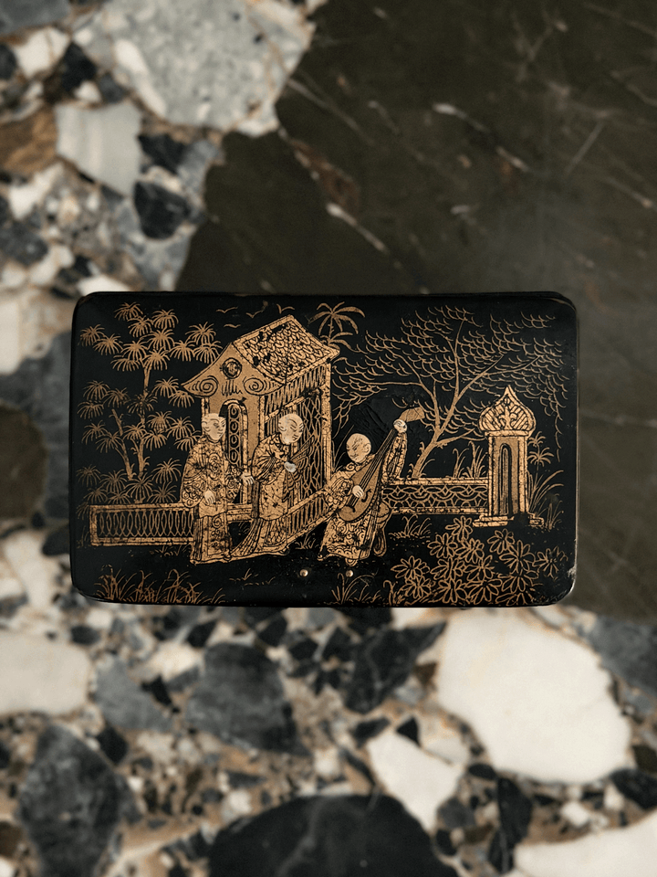 Japanese Black Lacquer Casket Box
