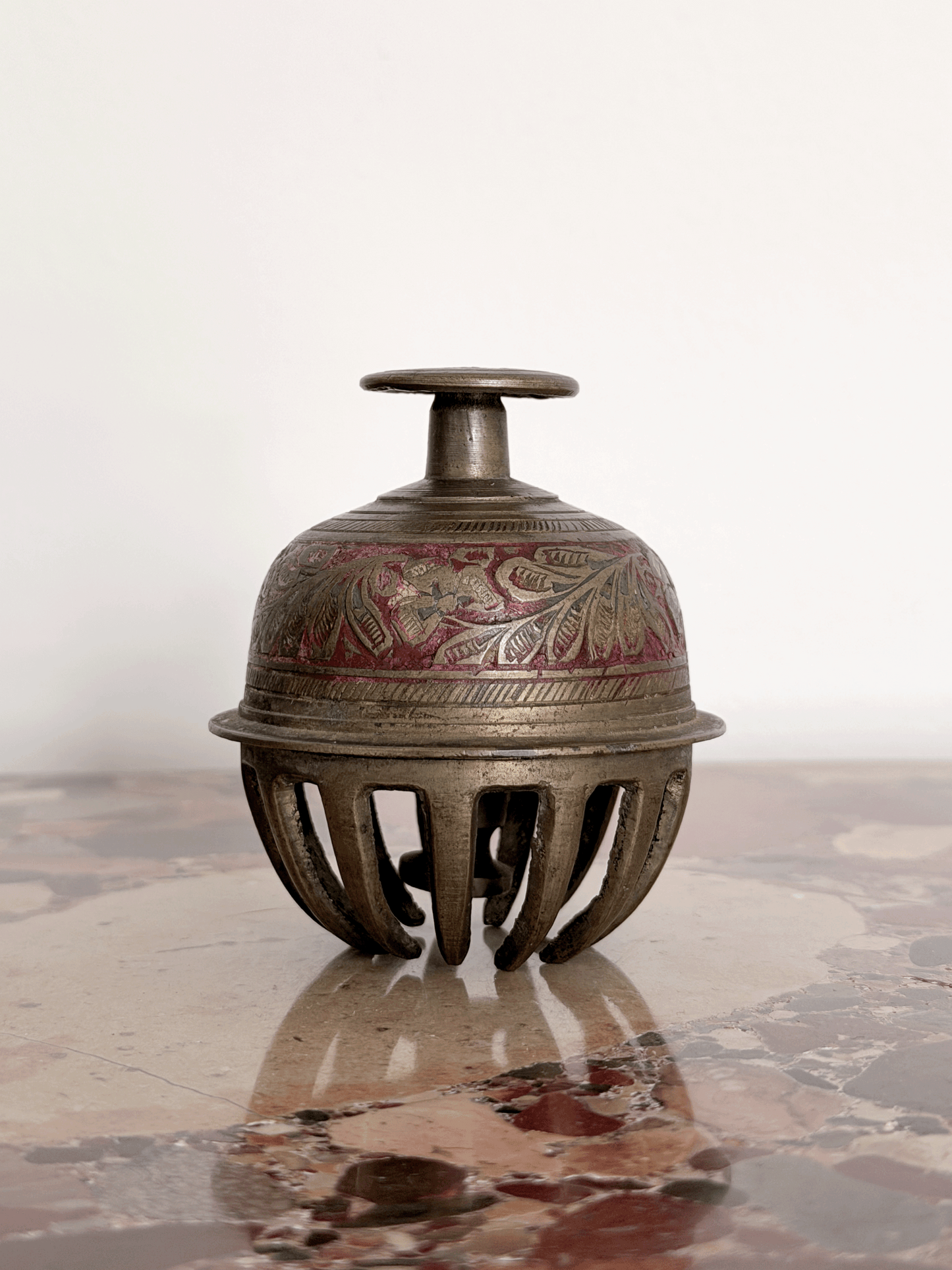 Vintage Mid-Century Indian Brass "Elephant Claw" Temple Bell