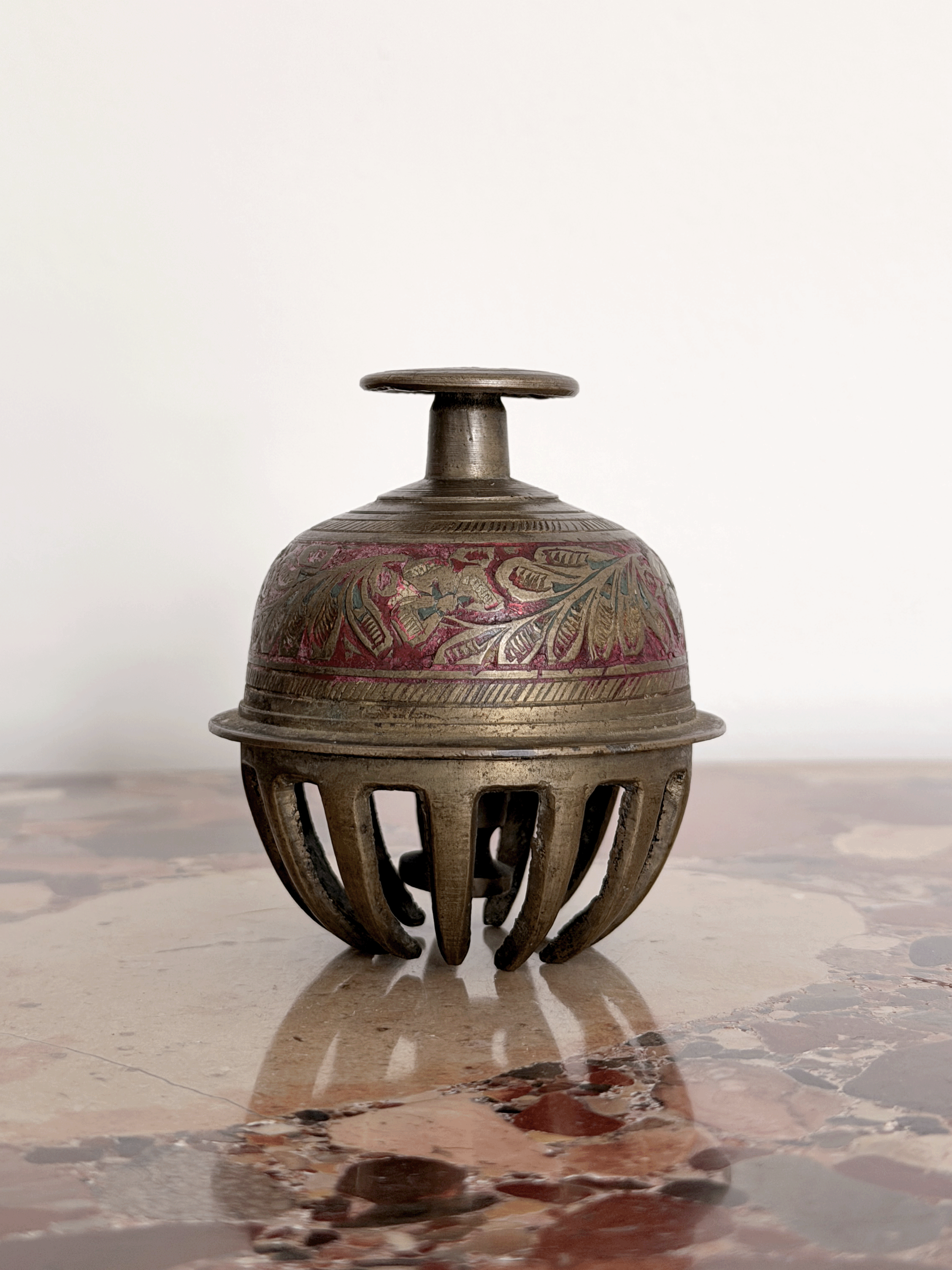 Vintage Mid-Century Indian Brass "Elephant Claw" Temple Bell