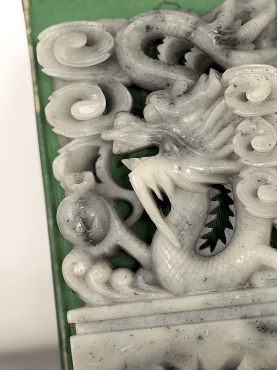 Hand-Carved Soapstone Dragon Bookends (Pair)
