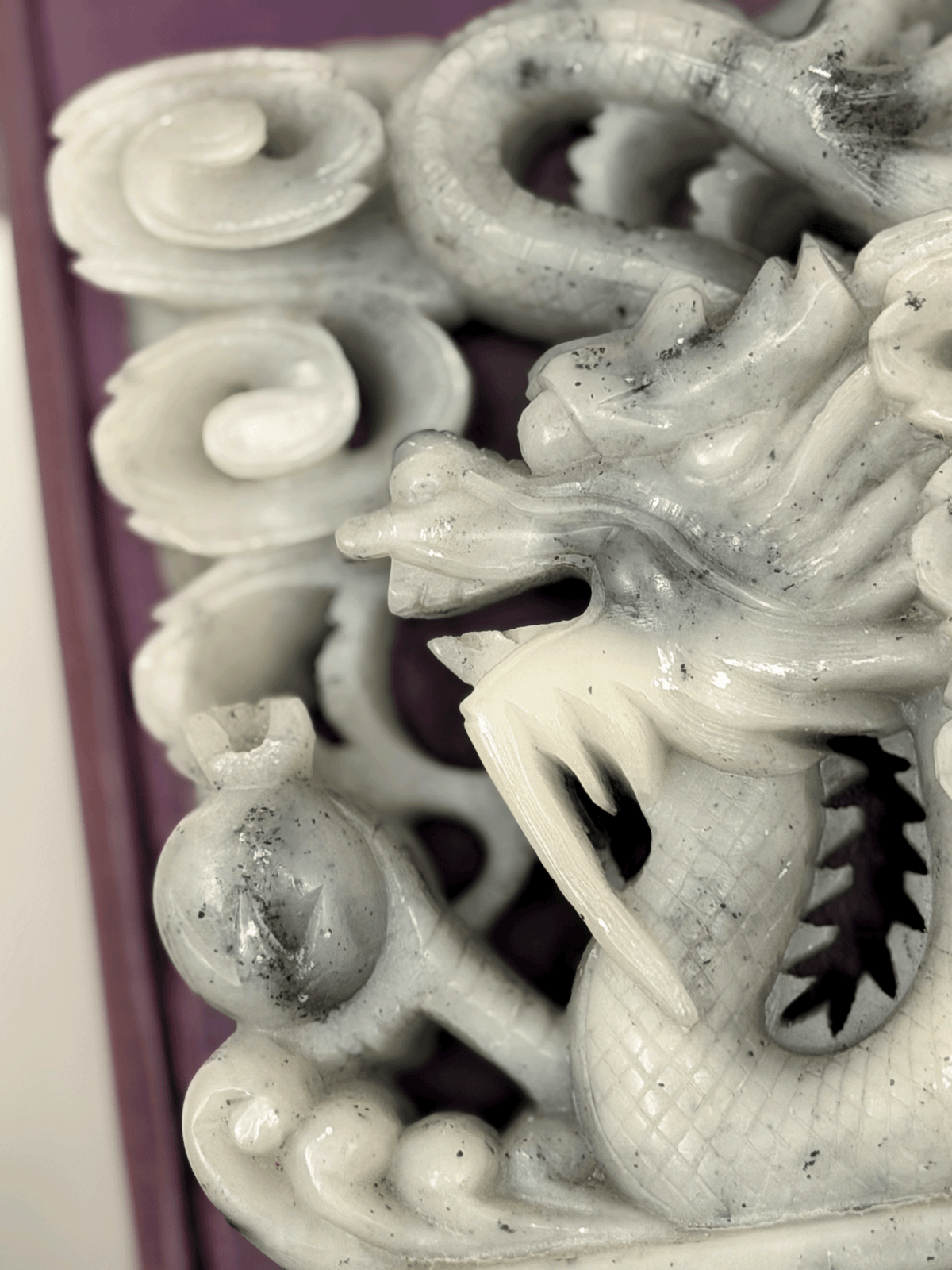 Hand-Carved Soapstone Dragon Bookends (Pair)