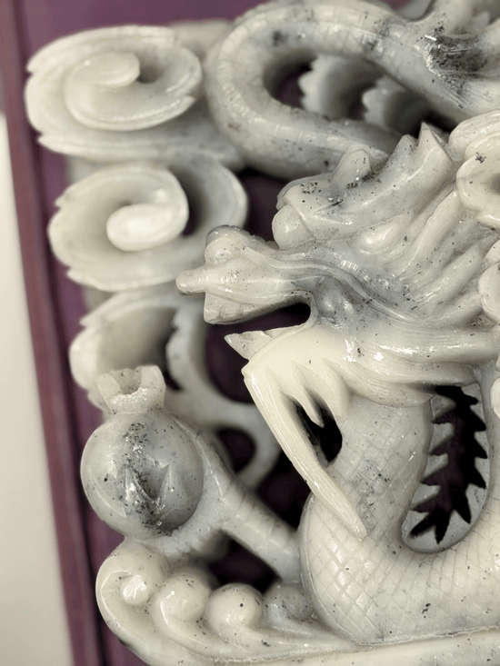Hand-Carved Soapstone Dragon Bookends (Pair)