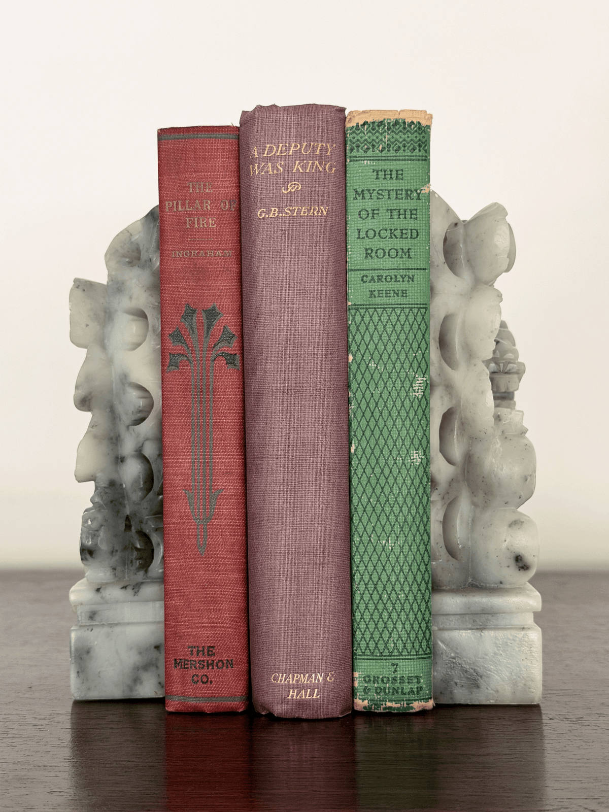 Hand-Carved Soapstone Dragon Bookends (Pair)