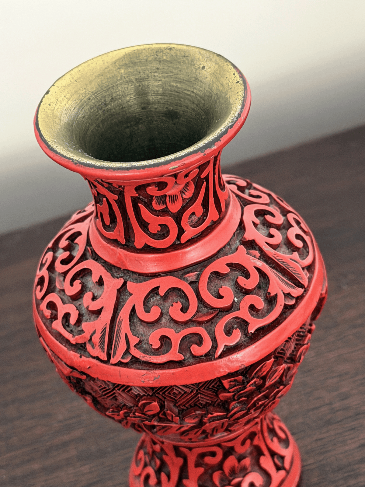 Carved Cinnabar Mini Baluster Vase