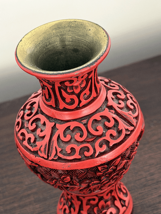 Carved Cinnabar Mini Baluster Vase