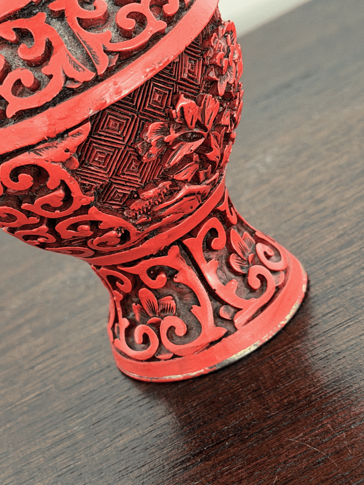 Carved Cinnabar Mini Baluster Vase