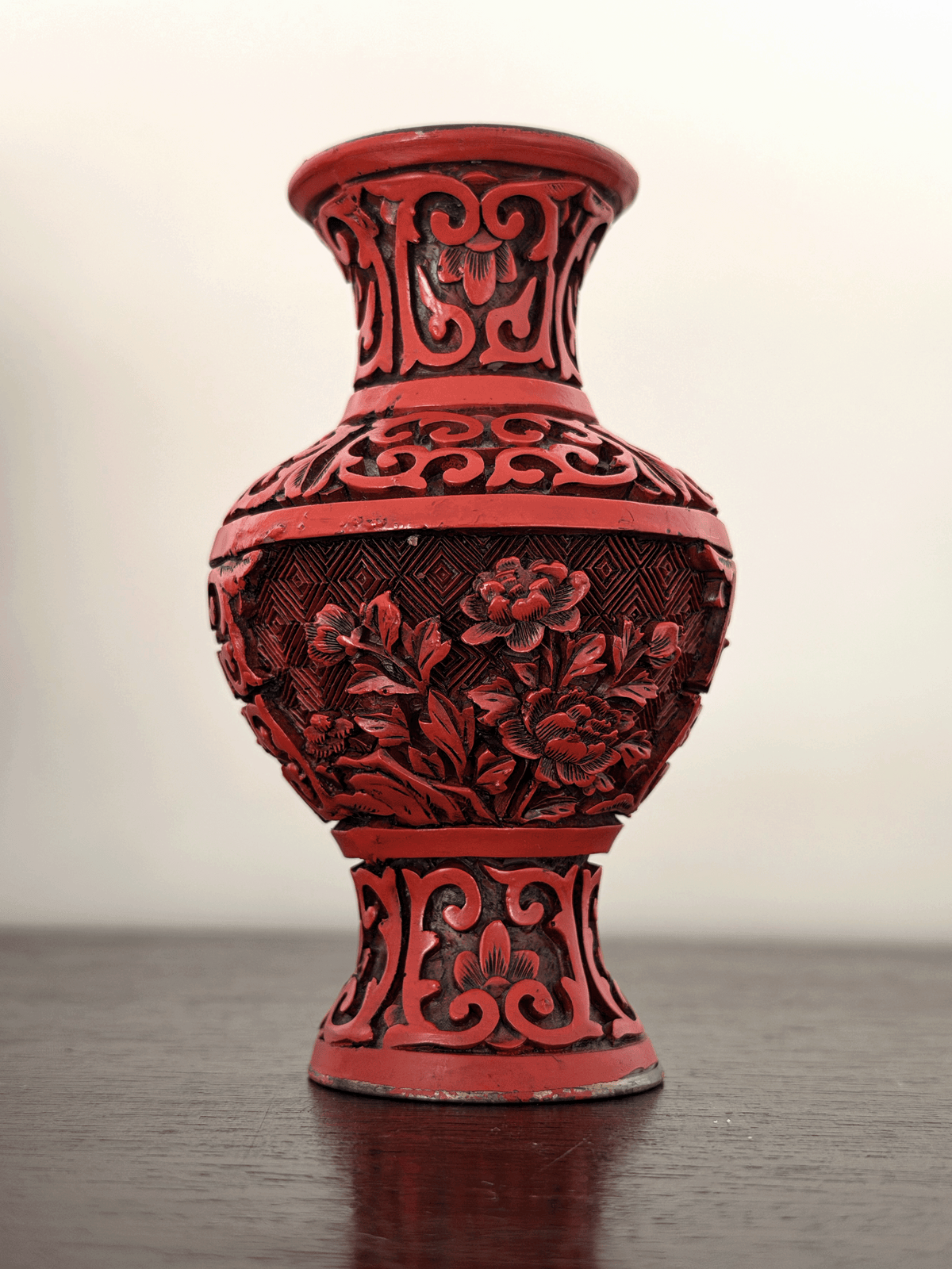 Carved Cinnabar Mini Baluster Vase