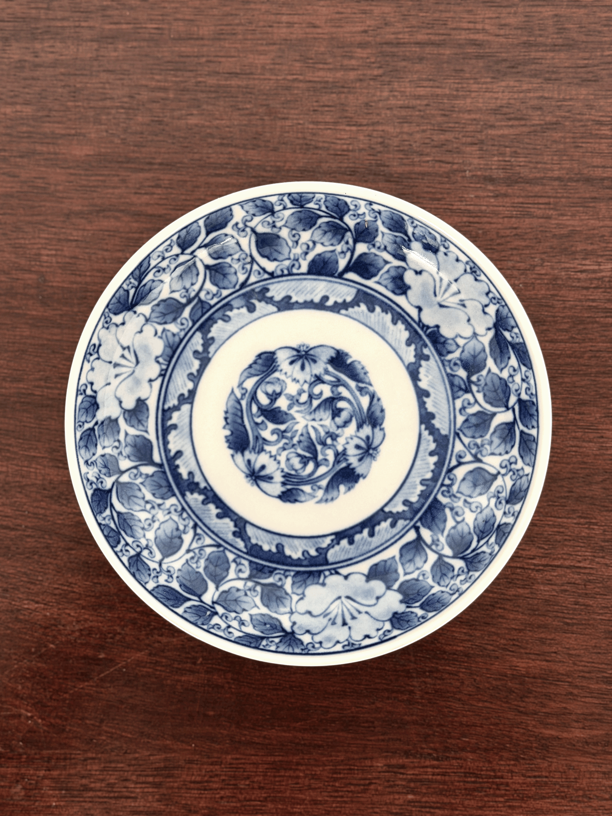 Vintage Japanese Mineyama Kiln Arita Blue and White Porcelain Accent Plate