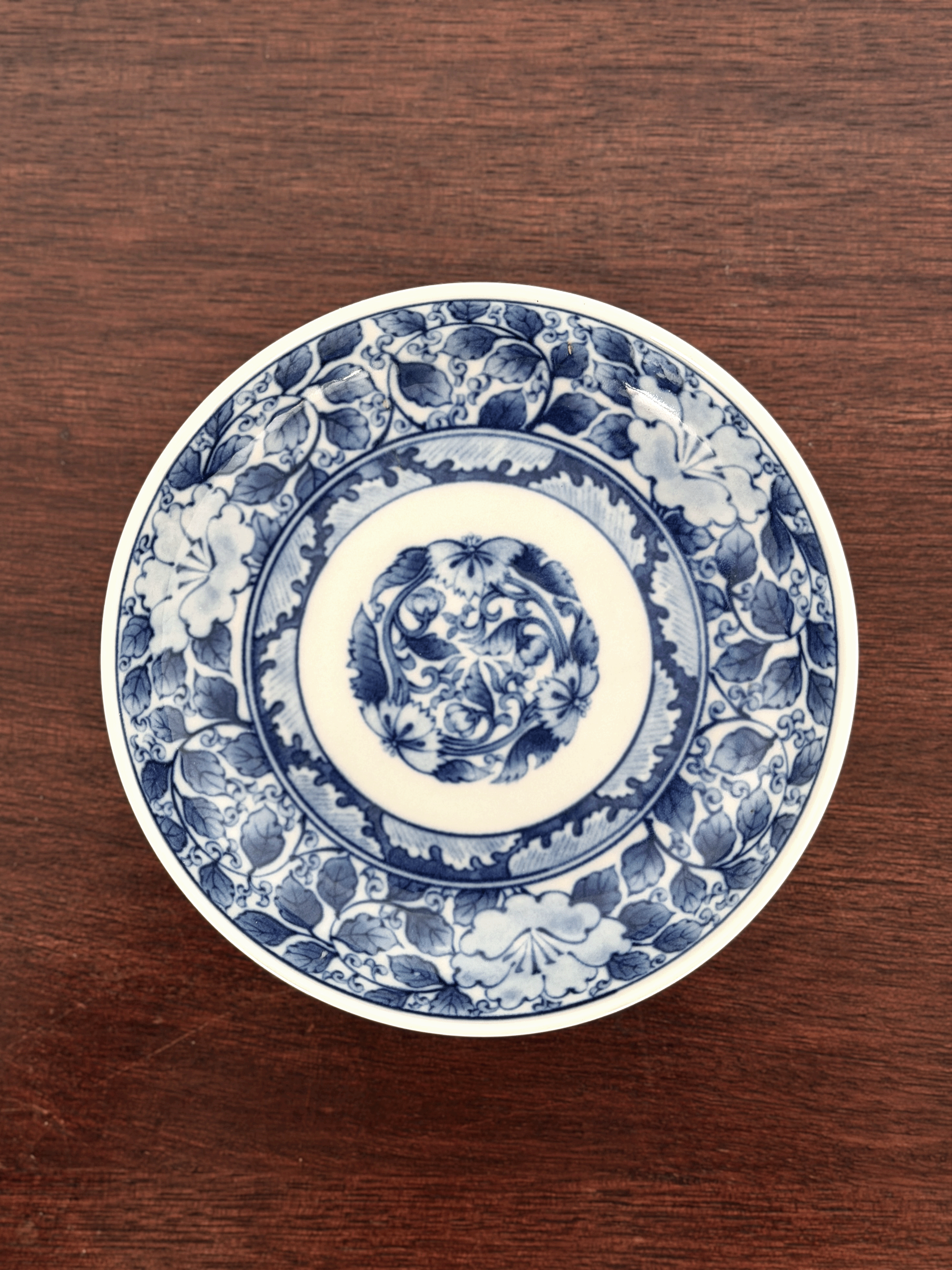 Vintage Japanese Mineyama Kiln Arita Blue and White Porcelain Accent Plate
