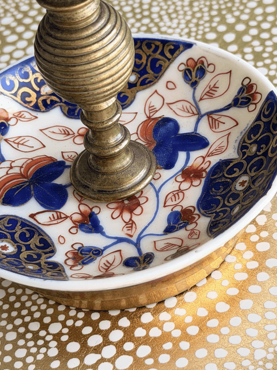 Vintage Takahashi Imari-Style Porcelain and Brass Heemskerk Chamberstick