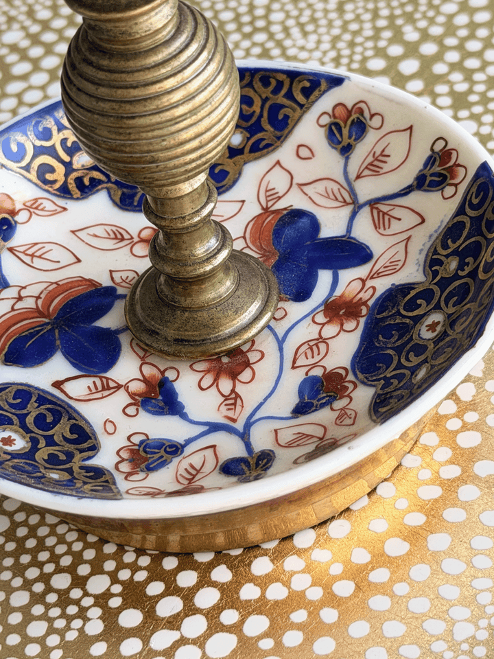 Vintage Takahashi Imari-Style Porcelain and Brass Heemskerk Chamberstick