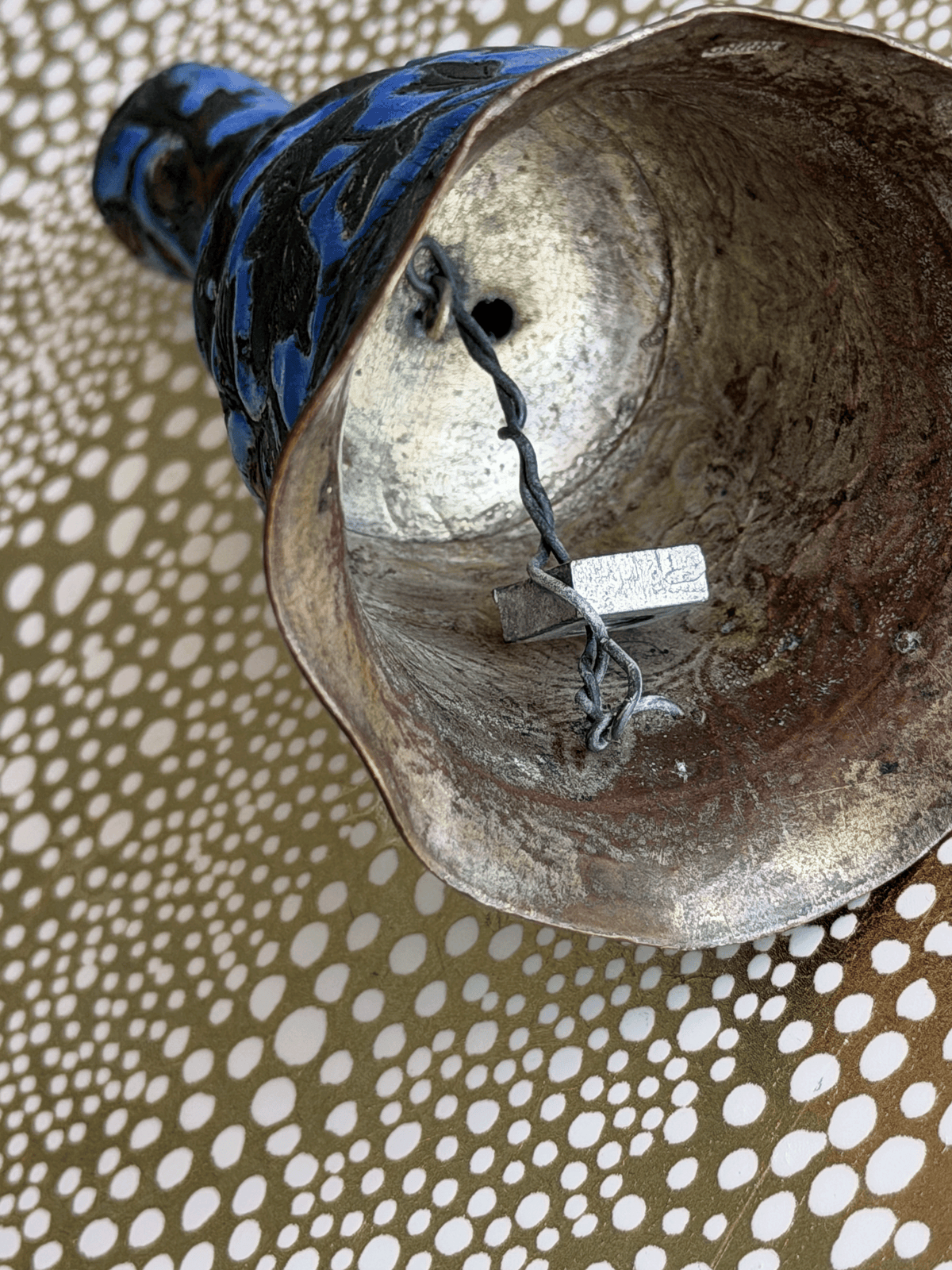 Antique Chinese Export Champlevé Enamel Hand Bell