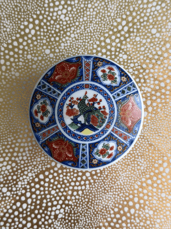 Vintage Takahashi Japan Imari Peacock Porcelain Lidded Trinket Box