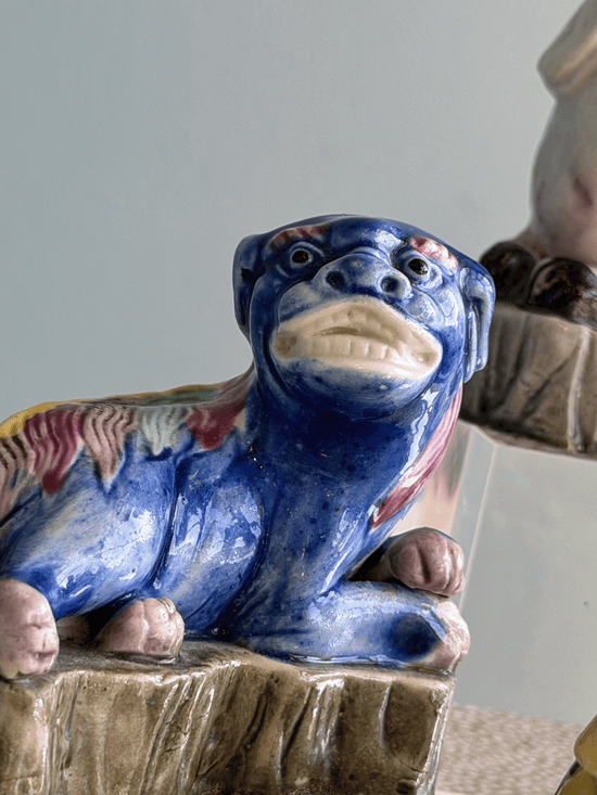 Antique 19th C Chinese Shiwan Sancai Pottery Foo Dogs | Set of 4